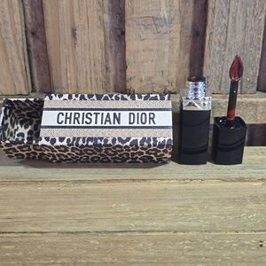 Christian Dior Mitzah Leopard Print Lipstick Case Limited Edition With Lipstick